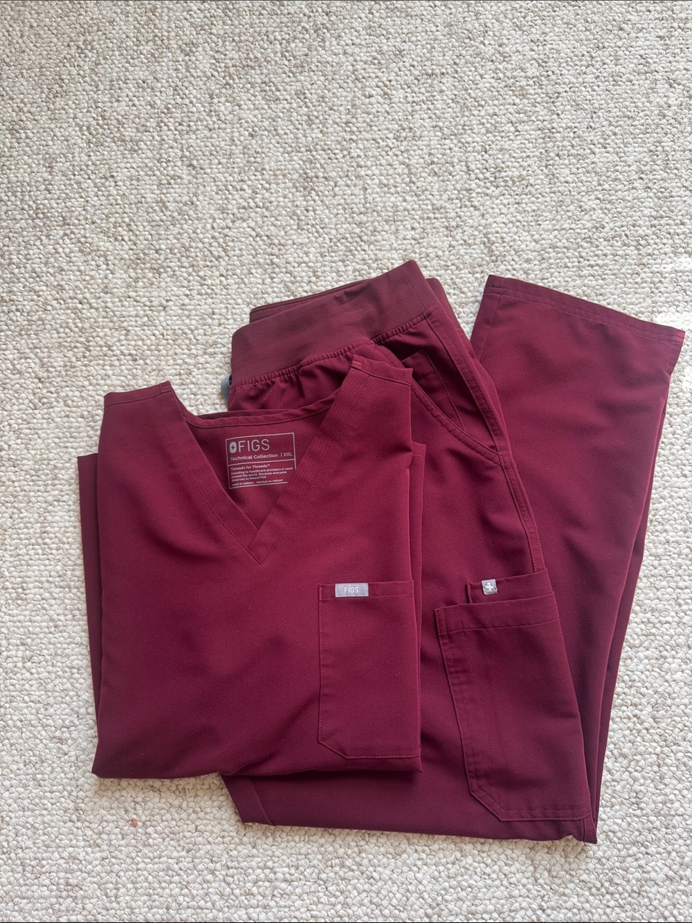 Figs Women’s Scrub Top & Straight leg Pants in Burgundy
